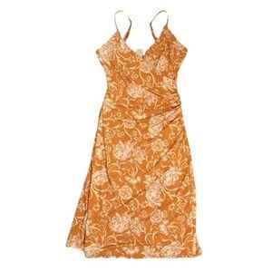 Joie Orange and White Floral Midi Dress  Size Medium